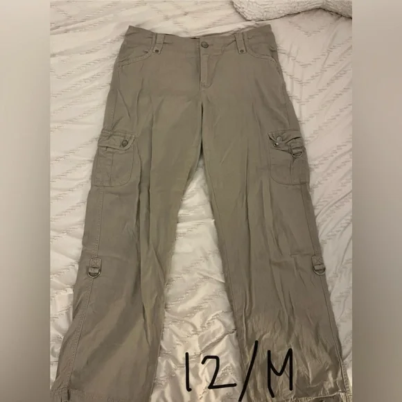 Dark wash jeans, distressed jeans, kaki cargos, deep brown pants. $12 each. - Picture 3 of 4